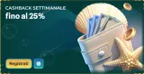 Cashback settimanale fino al 25